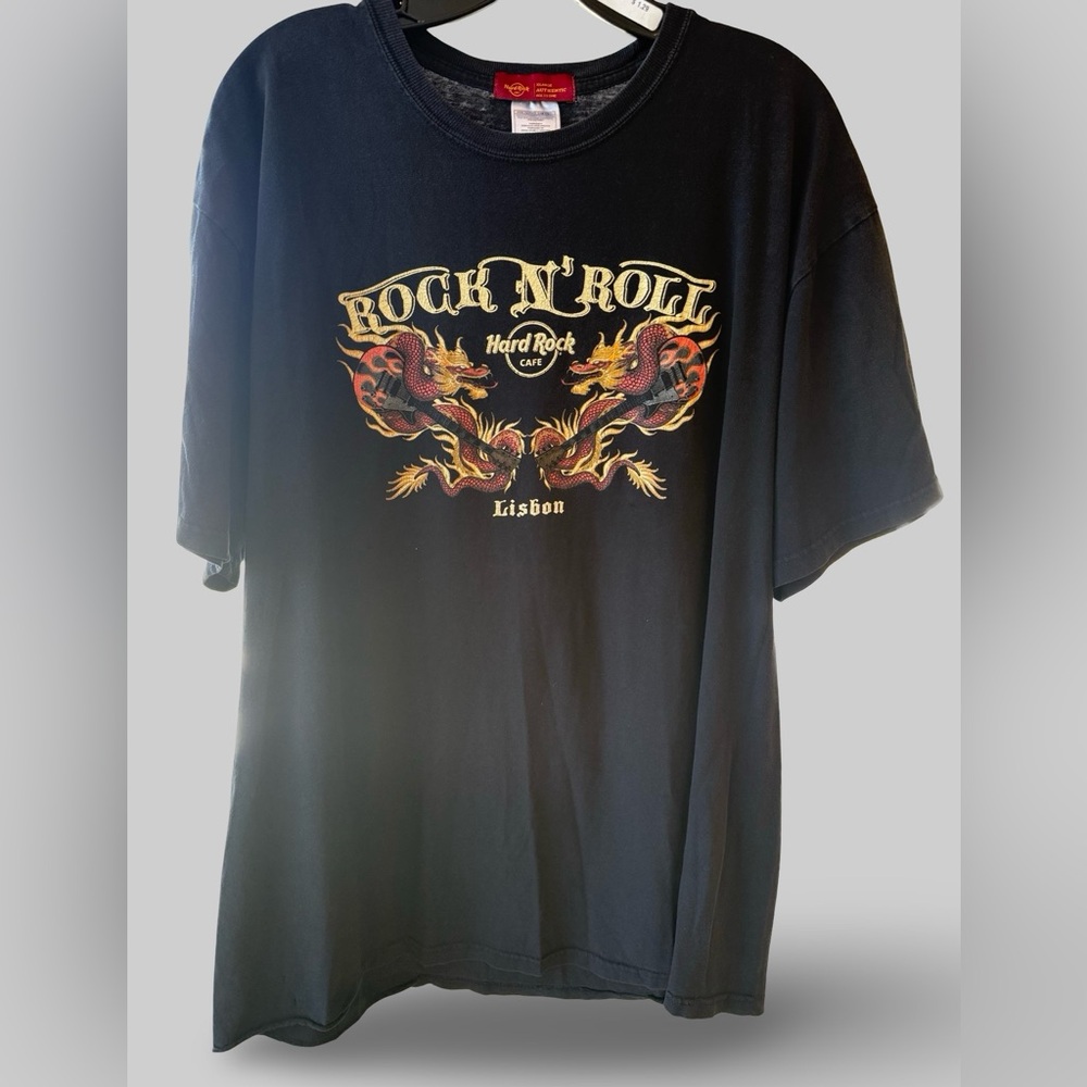 Hard Rock Cafe Lisbon Rock‎ N Roll T-Shirt Dragons Black XL